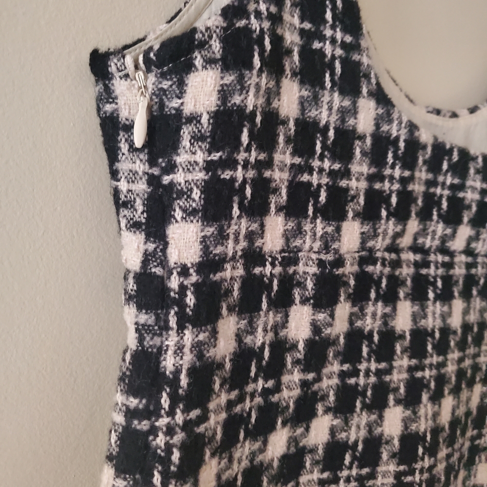 Chic Black and White Plaid Dress - Picture 4 of 6